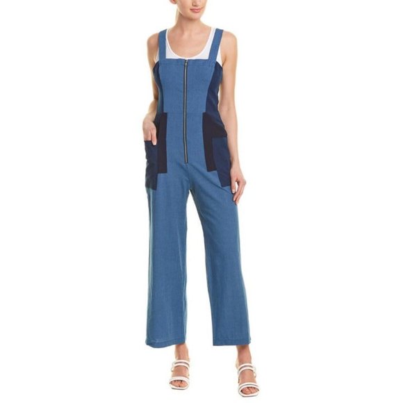 BCBGeneration Blue Colorblock Tank One Piece Jumpsuit Size 2